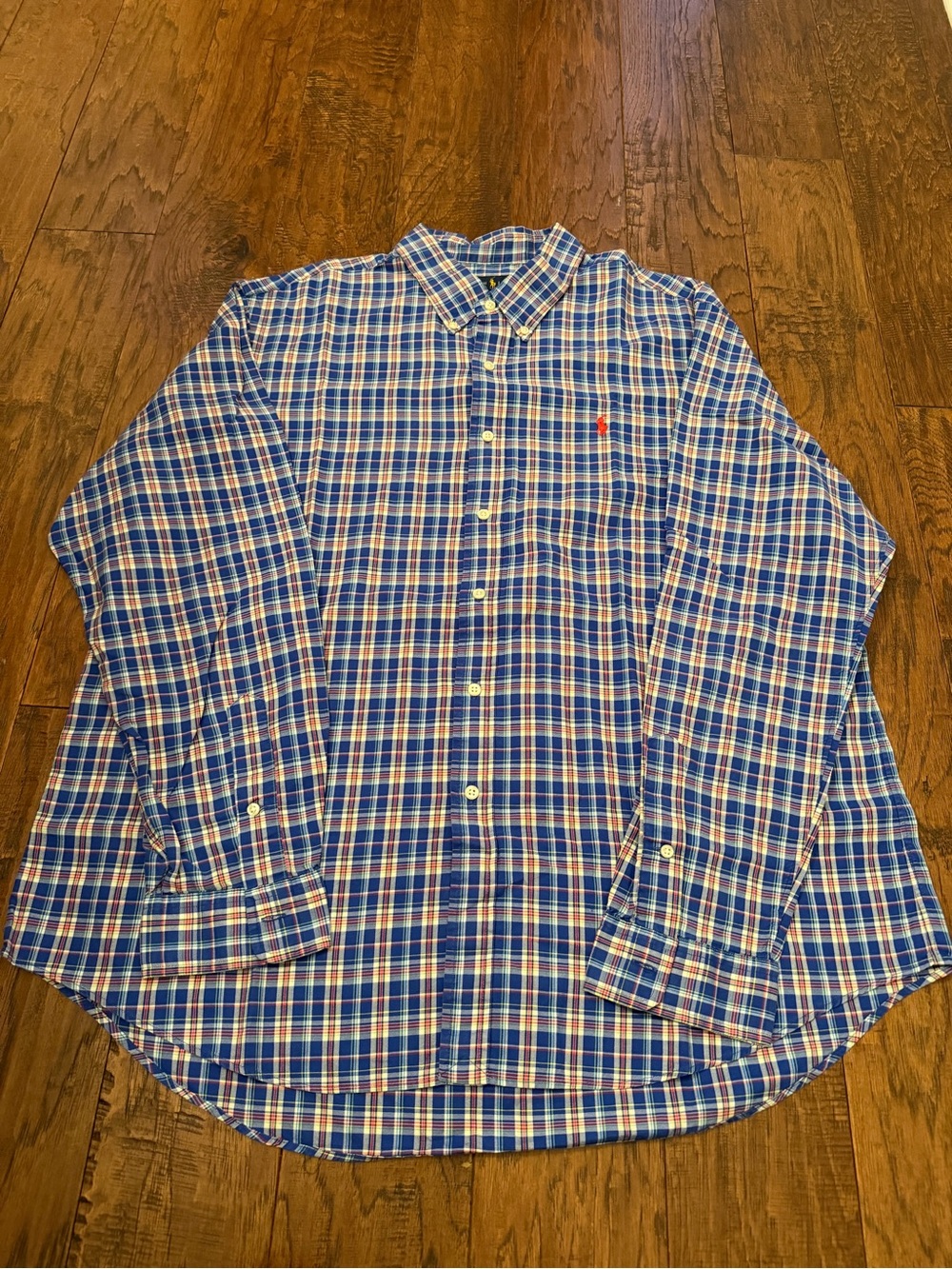 Ralph Lauren 100% Cotton Long Sleeve Button Up Shirt Mens XXL Plaid